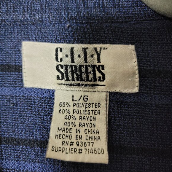 City Streets Mens Dress/Casual Shirt Sz L Button Down Long Sleeve Blue & Black - Picture 3 of 10